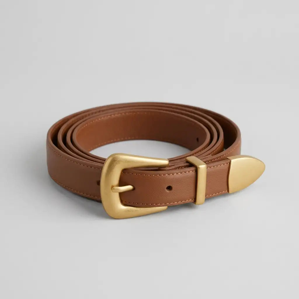 Ceinture en cuir pour femme à boucle en métal doré – vue 1