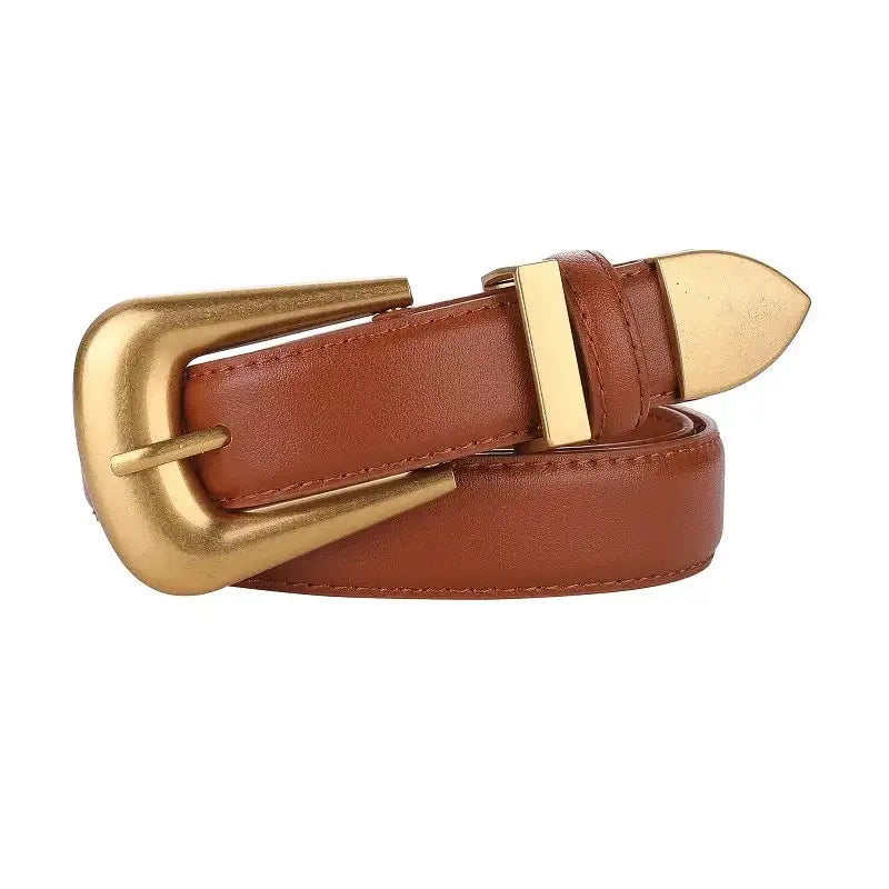 Ceinture en cuir pour femme à boucle en métal doré – vue 13