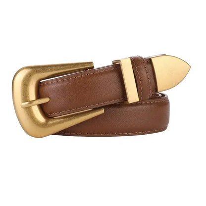 Ceinture en cuir pour femme à boucle en métal doré – vue 17