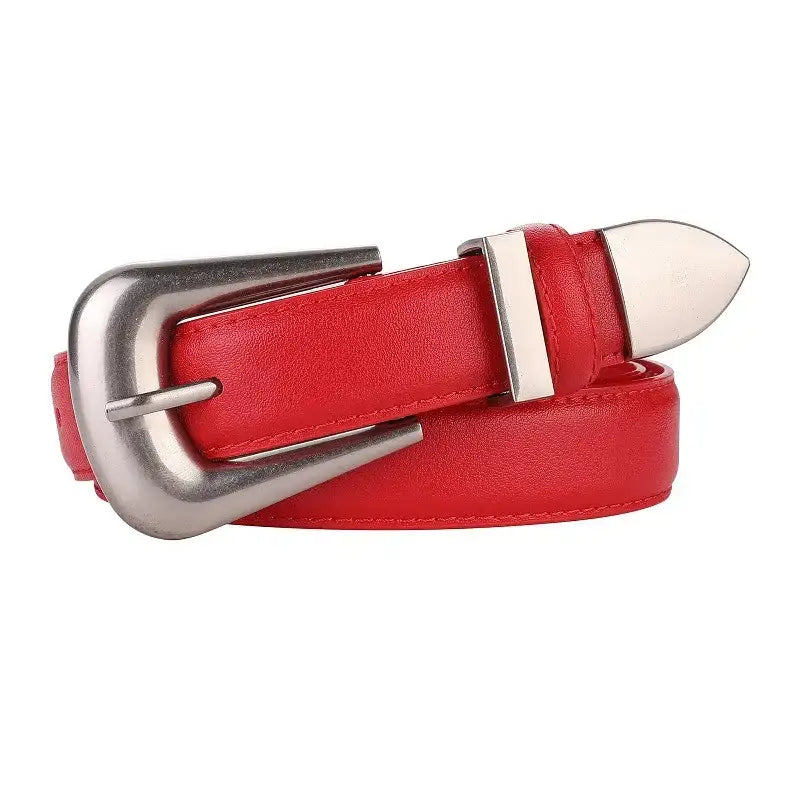 Ceinture en cuir pour femme à boucle en métal doré – vue 18
