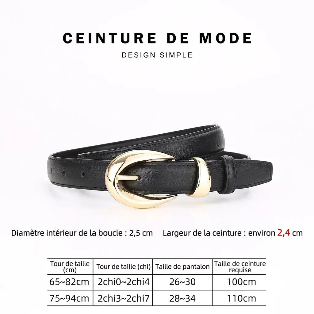 Ceinture en cuir véritable pour femme à boucle à ardillon – vue 4