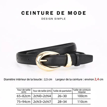 Ceinture en cuir véritable pour femme à boucle à ardillon – vue 4