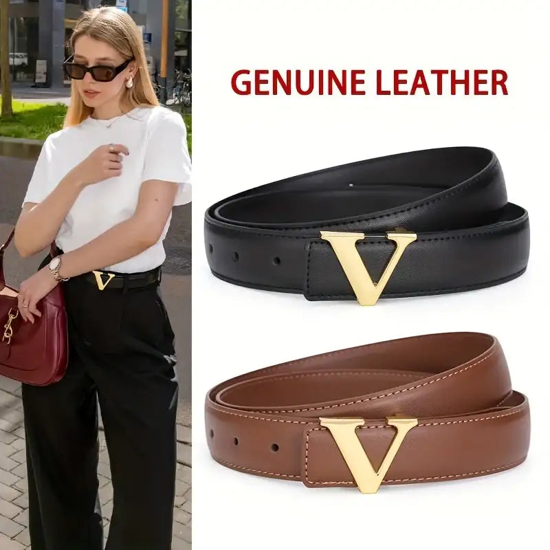 Ceinture élégante en cuir véritable pour femme – vue 2