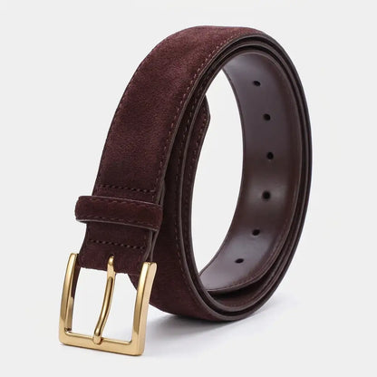 Ceinture en daim cuir véritable pour femme, boucle carrée – vue 1