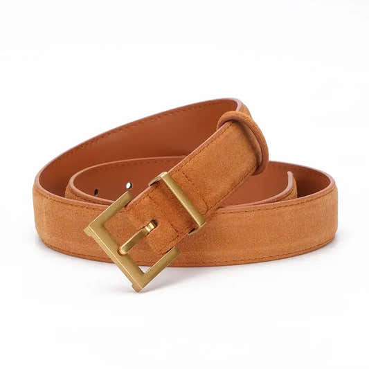 Ceinture en daim cuir véritable pour femme, boucle carrée – vue 2