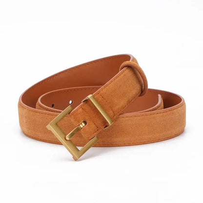 Ceinture en daim cuir véritable pour femme, boucle carrée – vue 2