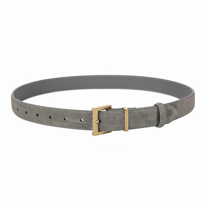 Ceinture en daim cuir véritable pour femme, boucle carrée – vue 3