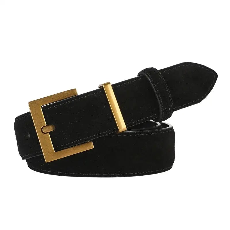 Ceinture en daim cuir véritable pour femme, boucle carrée – vue 4