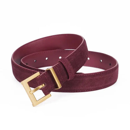 Ceinture en daim cuir véritable pour femme, boucle carrée – vue 5