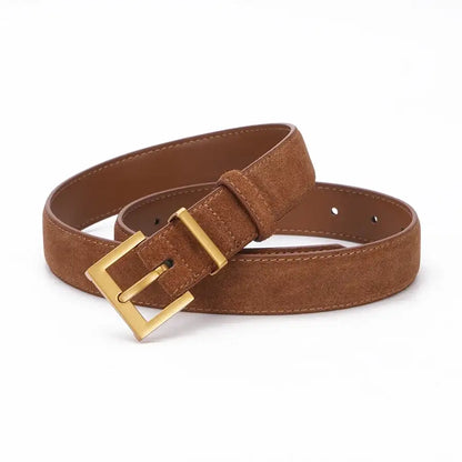 Ceinture en daim cuir véritable pour femme, boucle carrée – vue 7