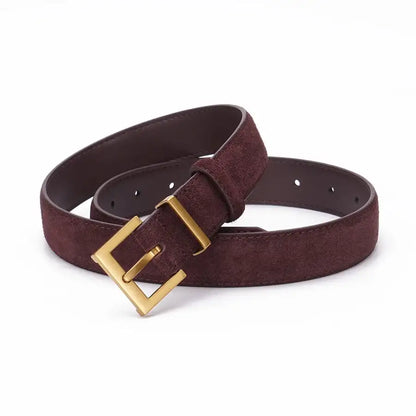 Ceinture en daim cuir véritable pour femme, boucle carrée – vue 9