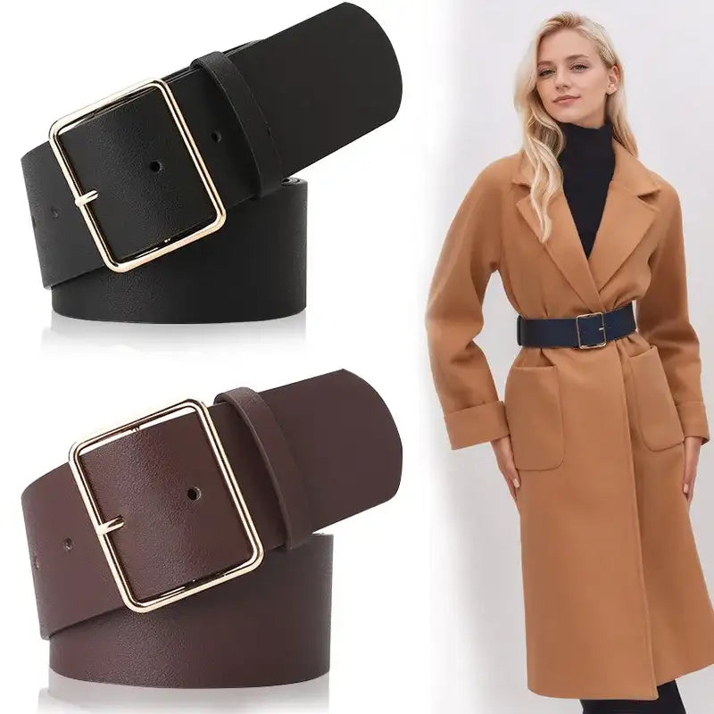 Ceinture pour femme à boucle élégante, manteau et jean – vue 1