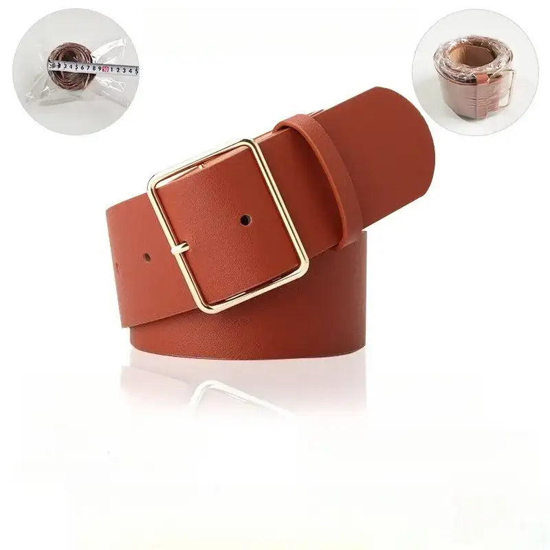 Ceinture pour femme à boucle élégante, manteau et jean – vue 8