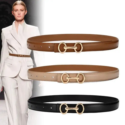 Ceinture fine en cuir de vachette pour femme, pull et robe – vue 1