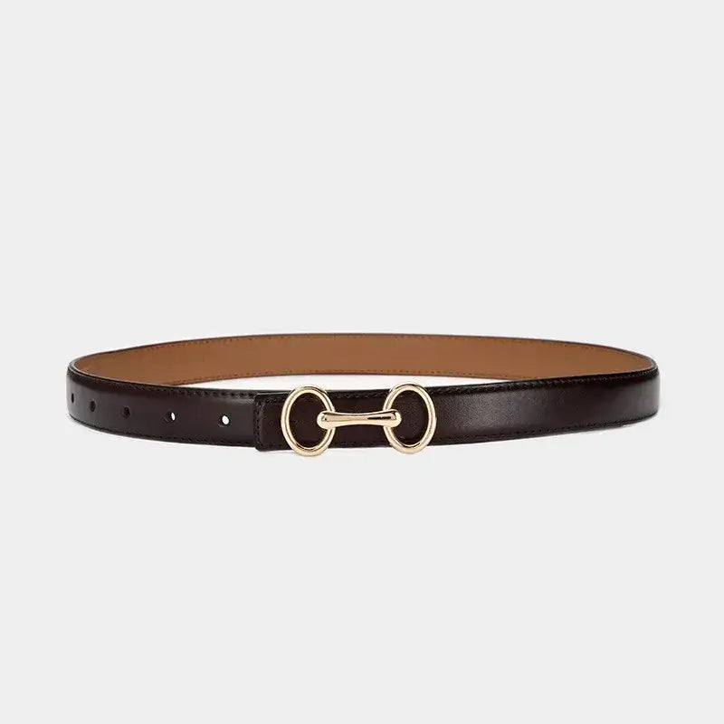 Ceinture fine en cuir de vachette pour femme, pull et robe – vue 10