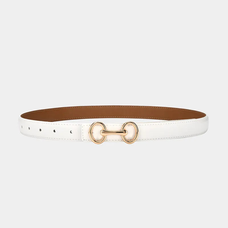 Ceinture fine en cuir de vachette pour femme, pull et robe – vue 14