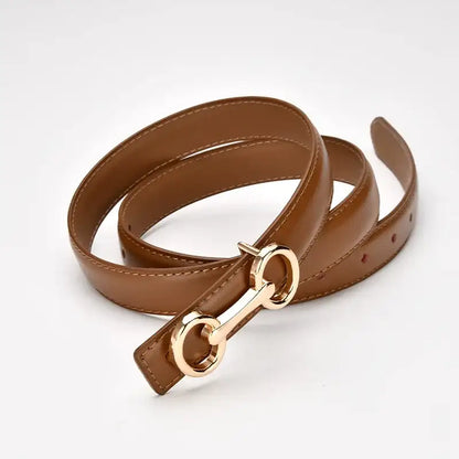 Ceinture fine en cuir de vachette pour femme, pull et robe – vue 4