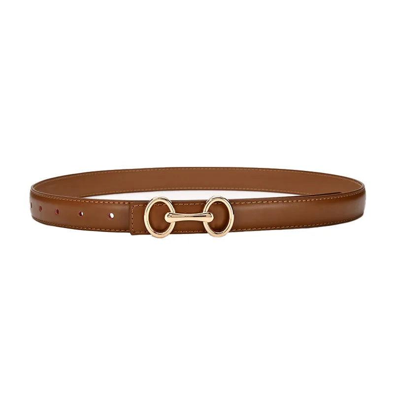 Ceinture fine en cuir de vachette pour femme, pull et robe – vue 5