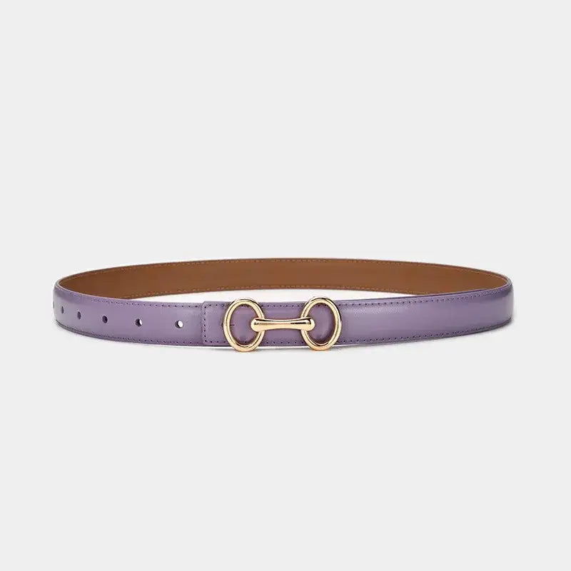 Ceinture fine en cuir de vachette pour femme, pull et robe – vue 6