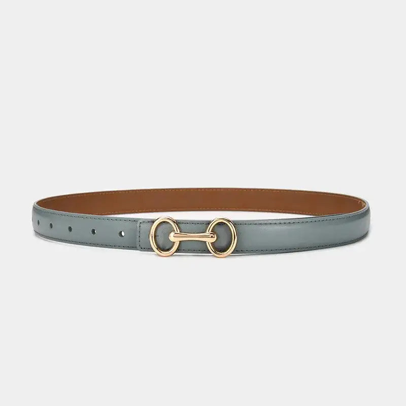Ceinture fine en cuir de vachette pour femme, pull et robe – vue 8