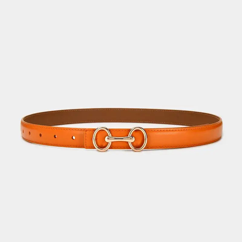 Ceinture fine en cuir de vachette pour femme, pull et robe – vue 9