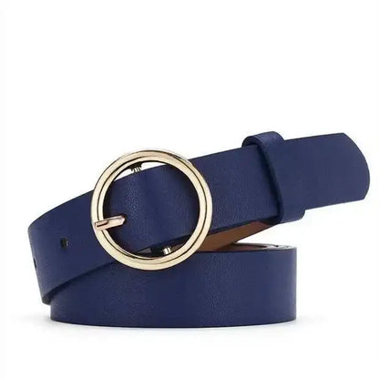 Ceinture fine en faux cuir pour femme à boucle ronde – vue 10