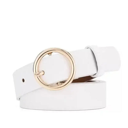 Ceinture fine en faux cuir pour femme à boucle ronde – vue 11