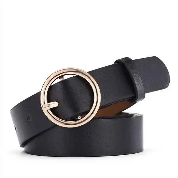 Ceinture fine en faux cuir pour femme à boucle ronde – vue 12