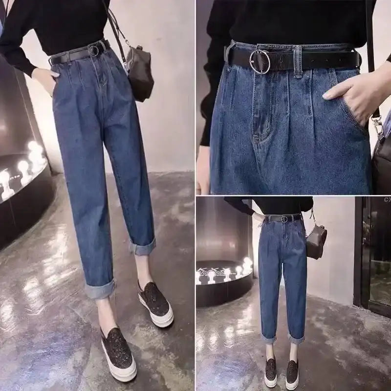 Ceinture fine en faux cuir pour femme à boucle ronde – vue 4