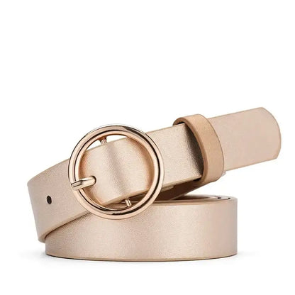 Ceinture fine en faux cuir pour femme à boucle ronde – vue 7