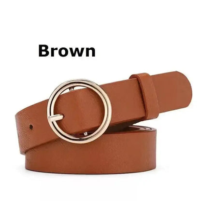 Ceinture fine en faux cuir pour femme à boucle ronde – vue 8