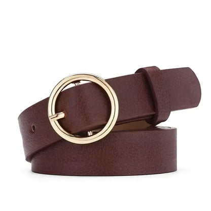 Ceinture fine en faux cuir pour femme à boucle ronde – vue 9