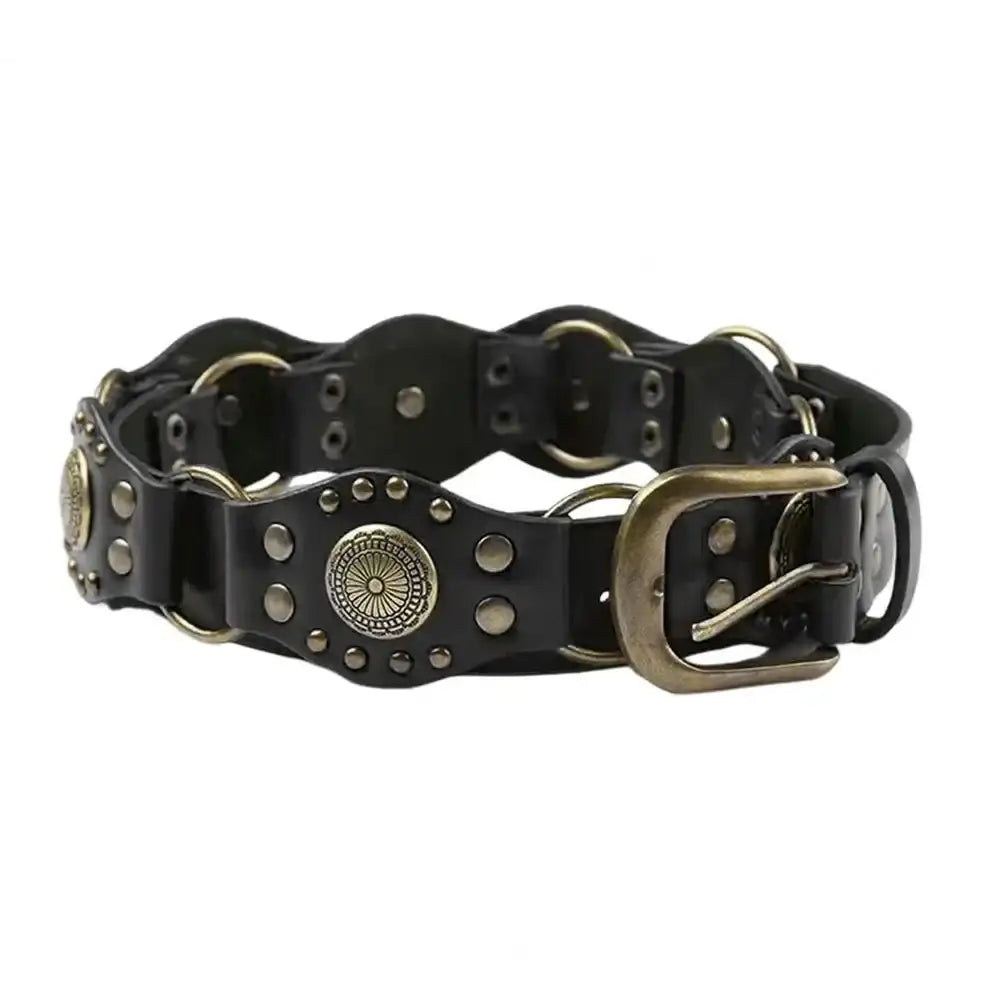 Ceinture large en faux cuir pour femme à œillets et rivets – vue 10