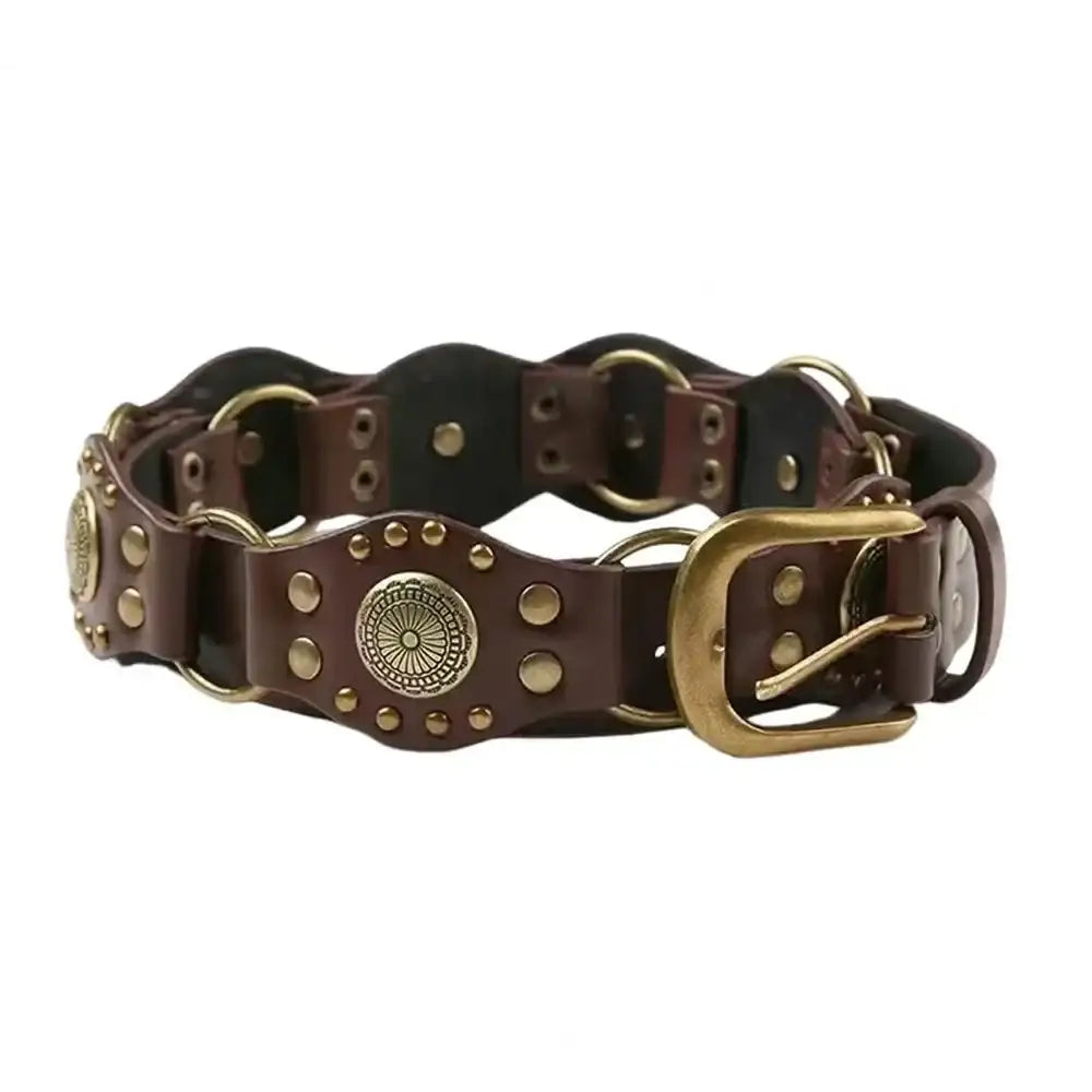 Ceinture large en faux cuir pour femme à œillets et rivets – vue 13