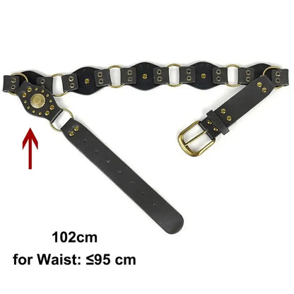 Ceinture large en faux cuir pour femme à œillets et rivets – vue 15