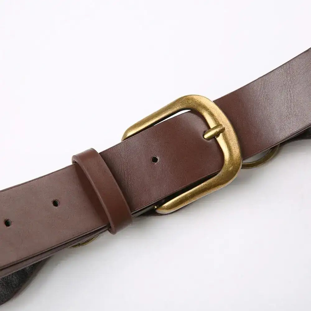 Ceinture large en faux cuir pour femme à œillets et rivets – vue 2