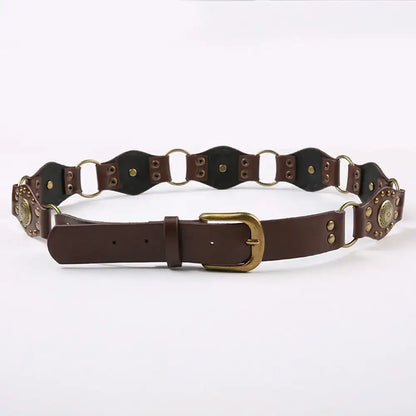 Ceinture large en faux cuir pour femme à œillets et rivets – vue 5