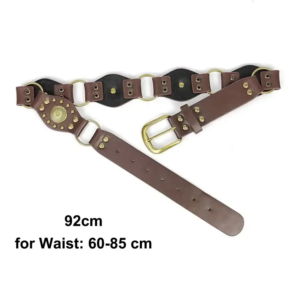 Ceinture large en faux cuir pour femme à œillets et rivets – vue 7