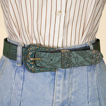 Ceinture réglable pour femme vert armée, souple et légère – vue 4