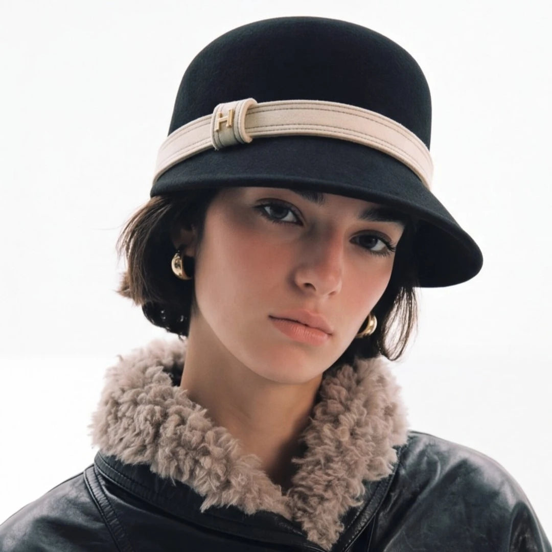 Chapeau cloche en feutre de laine pour femme, bord court – vue 2