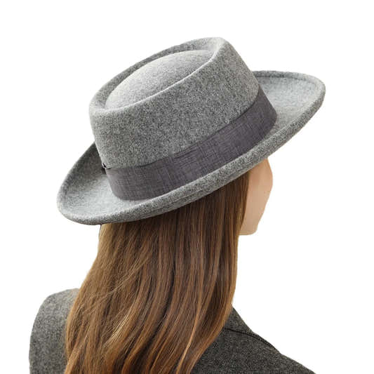 Chapeau fedora en feutre à bord roulé pour femme – vue 2