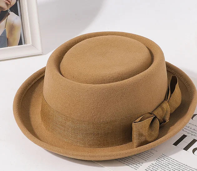 Chapeau fedora en feutre à bord roulé pour femme – vue 5