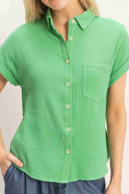 Chemise Femme Manches Retroussées Boutonnée - Coton Léger by CCWHOLESALECLOTHING