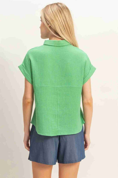Chemise Femme Manches Retroussées Boutonnée - Coton Léger by CCWHOLESALECLOTHING