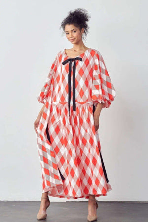 Chic Balloon Sleeves Dress with Pocketed Elegance