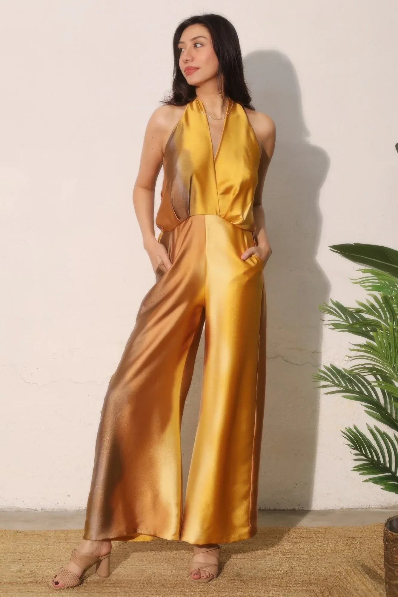 Combinaison Pantalon Satin Femme Ombrée Halter by Tyche