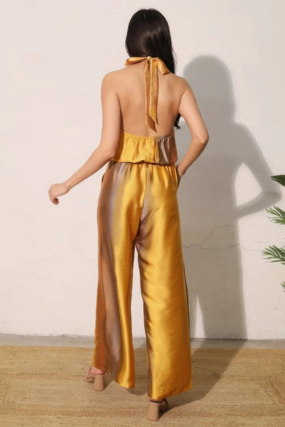 Combinaison Pantalon Satin Femme Ombrée Halter by Tyche