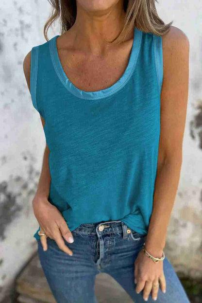 Débardeur Femme Bleu Paon Bord Métallisé Col Rond - 3 Coloris by Dear-Lover Dropshipping