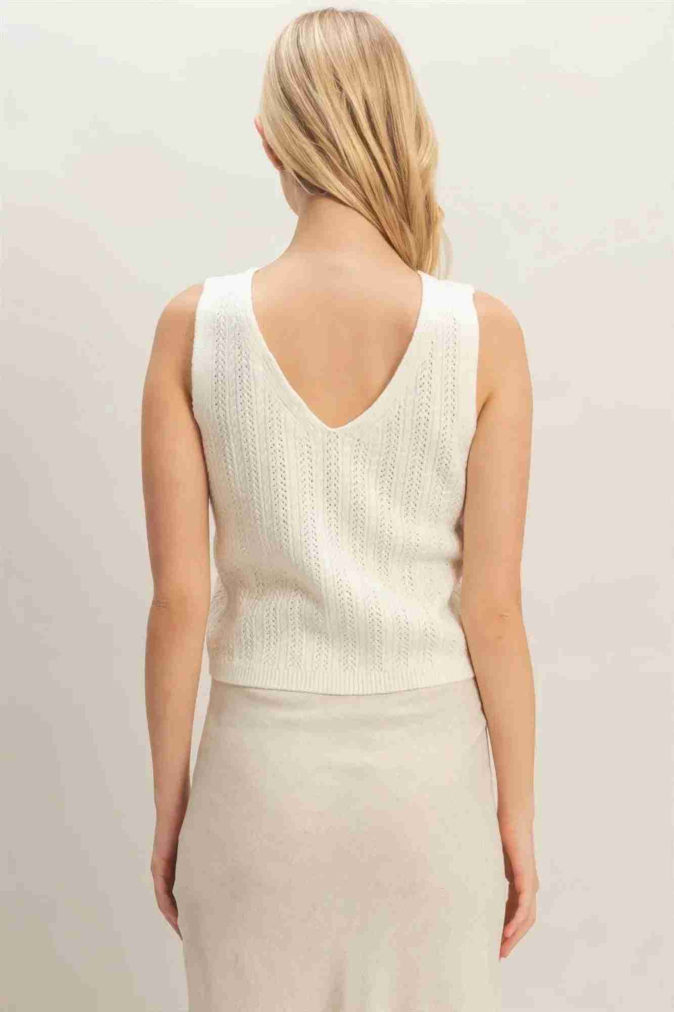 Débardeur Femme Col V Maille Côtelée - Coton Acrylique by CCWHOLESALECLOTHING