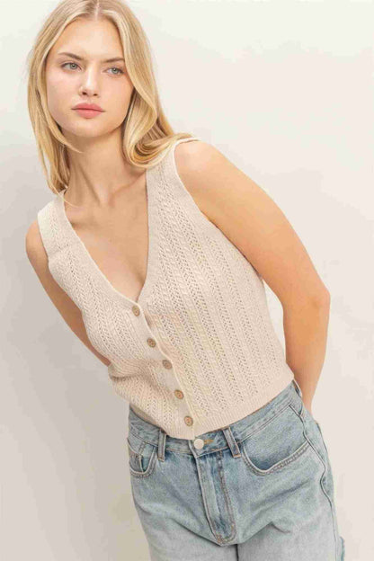 Débardeur Femme Col V Maille Côtelée - Coton Acrylique by CCWHOLESALECLOTHING